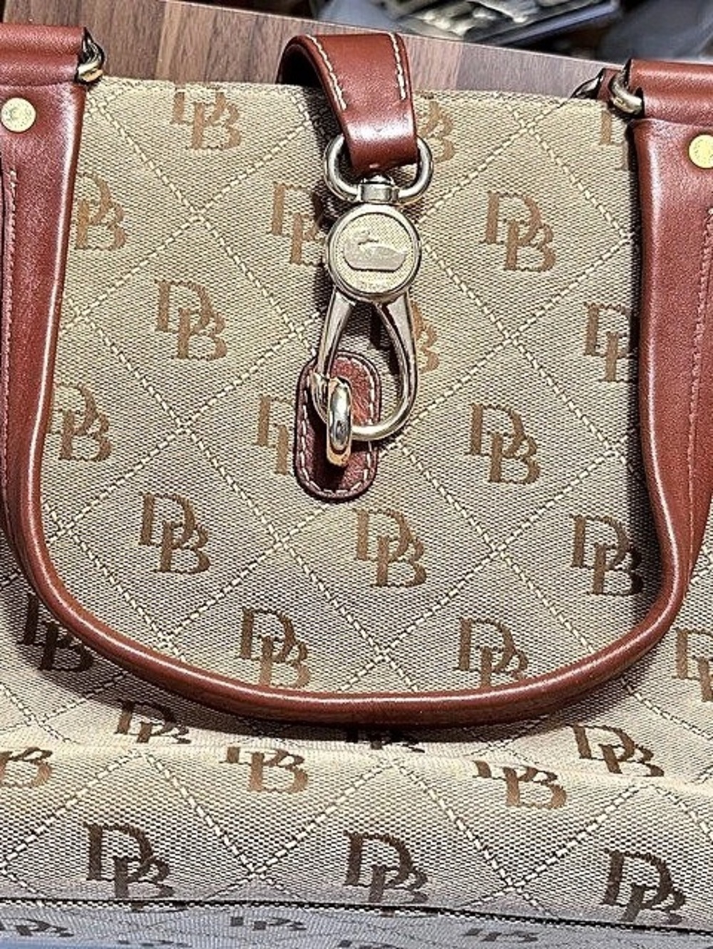 Dooney & Bourke Signature Quilt Tote Bag in Brown & Tan
